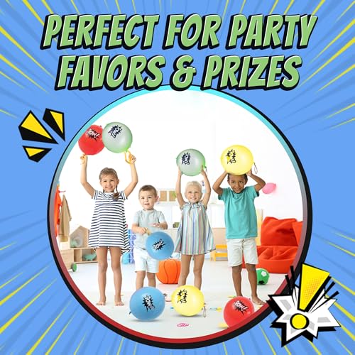 Superhero Punch Balloons - Bulk, Large Punching Balloons for Kids, Inflatable Punch Balls for Carnival Prizes, Goodie Bag Stuffers for Kids, Superhero Theme Birthday Party Favors Toys